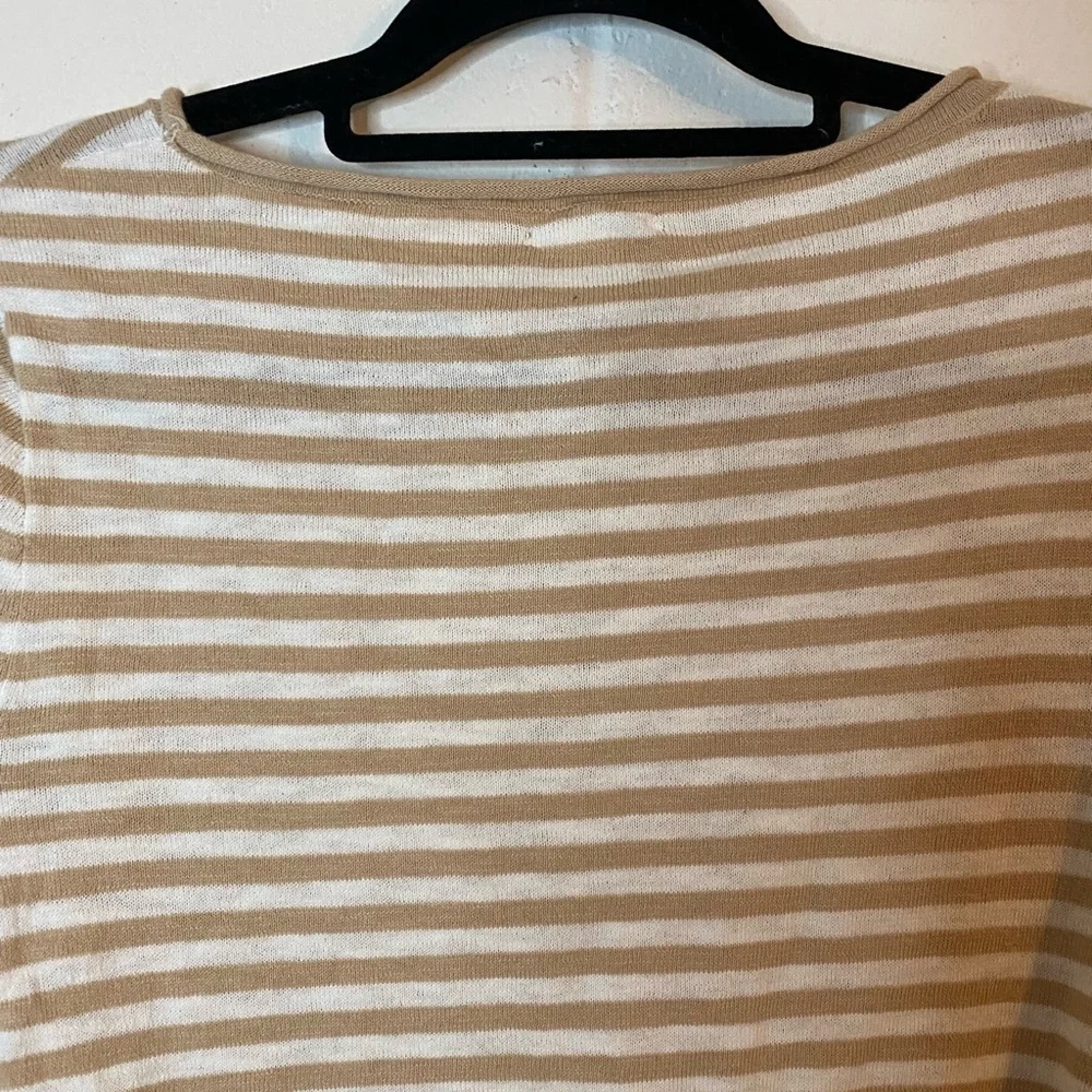 J. Crew Long Sleeve Size XS Striped Coastal Preppy Tan White Tie Knot